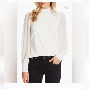 CeCe Clip Dot Sleeve Sweater